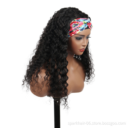 Factory Outlet Headband Wig Human Hair For Black Women,Remy Human Hair Headband Wig, Straight Body Deep Ponytail Human Hair Wigs